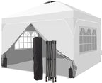8x8 FT Pop Up Canopy with 1-Button Push, 4 Removable Sidewalls, Sandbags, Instant Canopy Tent for Outdoor Events