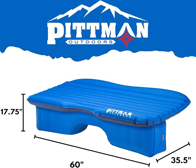 Pittman Outdoors Backseat Bed for Truck - 60" Backseat Air Mattress for Truck, Vans & Large SUV Bed Mattress - Back Seat Bed for Truck Includes Pump, Pillow & Storage Bag - 60" x 35.5"