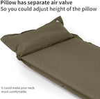 Self Inflating Sleeping Pad for Camping, Durable Camping Mattress Connectable with Multiple, Lightweight Sleeping Mats for Backpacking, Tent, Hammock, Hiking, Adult Single, Green