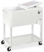 Best Choice Products 80-Quart Outdoor Steel Rolling Cooler Cart w/Ice Chest, Bottle Opener, Catch Tray, Drain Plug, Locking Wheels