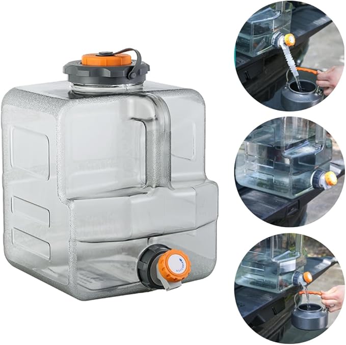 ASIEIT 3.2 Gallon Water Jug with Spigot, Portable Water Tank BPA Free, Leak-Proof Water Containers for Camping Water Storage Containers for Emergency Outdoor Hiking Picnic, Green/Black/Yellow