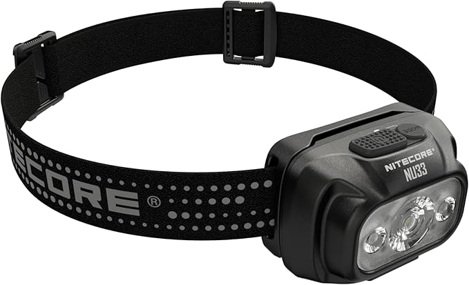 Nitecore NU33 700 Lumen Camping Headlamp, USB-C Rechargeable, Lightweight with White, Red, and Reading LEDs Sticker
