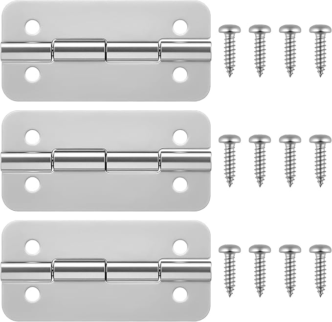 3 PCS Stainless Steel Cooler Hinges Replacement for Igloo Style Ice Chests, Camping Coolers Accessories with Screws, Fits Igloo Rectangular Coolers 25-165 Qt, Replaces Part #24005