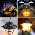 LED Rechargeable Outdoor Camping Light, Mini Portable Tent Emergency Light， New Horse Lamp 4-Speed Mode White and Warm Light, Amber and Warm White Light.