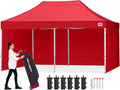 ABCCANOPY Easy Pop Up Canopy Tent with Sidewalls 10X20 Commercial -Series,Red