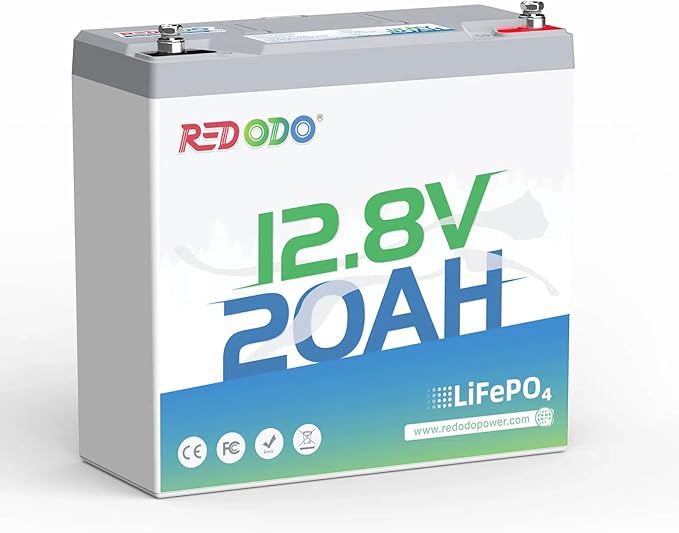 Redodo 12V 20Ah LiFePO4 Battery, 4000+ Deep Cycles Lithium Battery with 20A BMS, 256Wh Energy, Very Suitable For Outdoor Camping, Lighting, Fishing and More