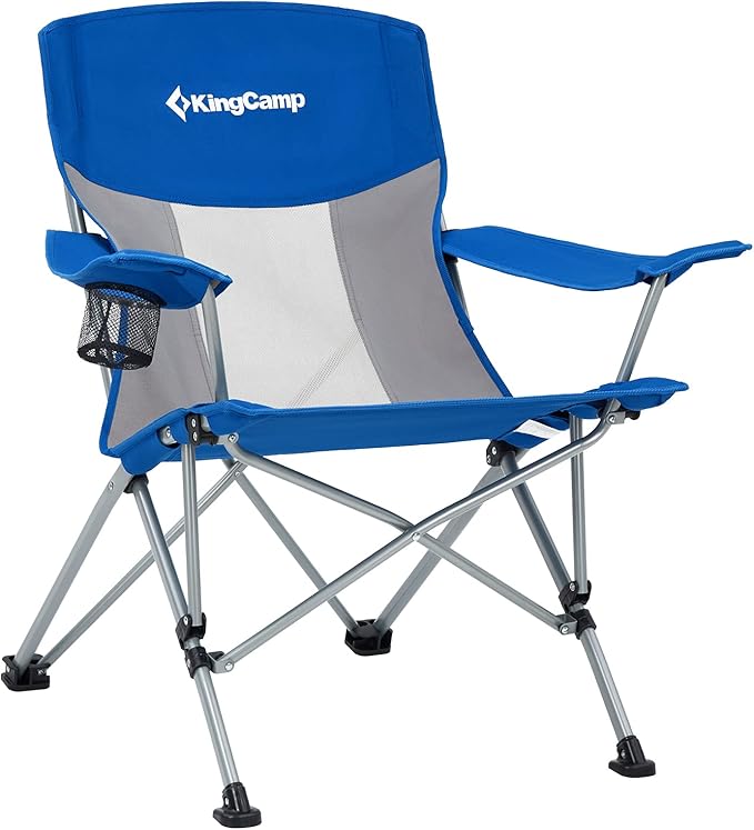KingCamp Oversized XL Camping Chair, Heavy Duty 500lbs Folding Couch for Adults, Padded Large Comfortable Sofa Seat with Cooler Bag Cup Holder for Outdoor Sports Fishing Patio Lawn