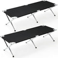 Portable Folding Camping Cot, Heavy Duty Sleeping Bed with Carrying Bag, 610D Oxford Cloth & Lightweight Aluminum Frame, 275lbs Load, Outdoor Cot for Adults, Travel, Hiking, Office (Black, 2 Pack)