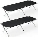 Portable Folding Camping Cot, Heavy Duty Sleeping Bed with Carrying Bag, 610D Oxford Cloth & Lightweight Aluminum Frame, 275lbs Load, Outdoor Cot for Adults, Travel, Hiking, Office (Black, 2 Pack)