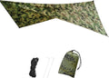 TRIWONDER Camping Tarp Waterproof Rain Fly Hammock Shelter for Hiking, Backpacking, Hammock, Beach, Picnic and Other Outdoor Activities - Accessories Included (Camo)