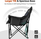 Overmont 2PCS Oversized Camping Chair for Adults - 400lbs Support Heavy Duty Padded Folding Chair with Cooling Bag Cup Holder Side Pocket Carry Bag - Comfortable Portable for Outdoor Garden Sports