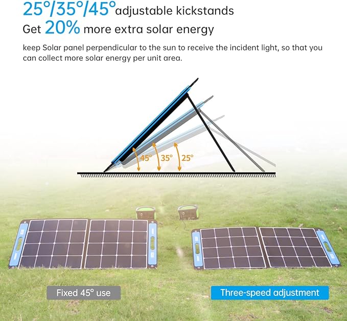 XTAR SP100 100W Portable Solar Panel with Adjustable Kickstand, Foldable Solar Power Backup for Outdoor Camping Van RV