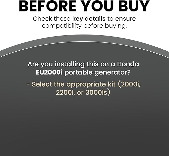 Hutch Mountain Generator Propane Conversion Kit Honda EU2000i - Tri-Fuel Conversion for Propane, Gasoline & Natural Gas - Portable Generator Backup Kit for Home Emergencies, Camping, and RVs