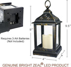 Bright Zeal 2-Pack 9.5" Distressed Bronzes Indoor Candle Lantern with LED Flameless Candle - Battery Operated Lanterns Indoor Decorative Lanterns with Timer Candles