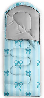 Colorful Bow Sleeping Bag, 3 Season Warm Cool Weather, Hand Drawn Bow Camping Sleeping Bag for Adult, Cute Bowknot Camping Backpacking for Outdoor Traveling Hiking Hunting Gear Equipment