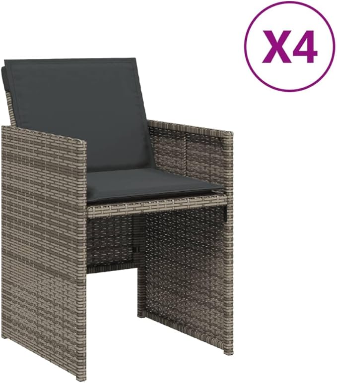 Patio Chair Gray PE Rattan One Size Removable Covers Garden Furniture Patio Furniture Camping Chair for Garden Outdoor
