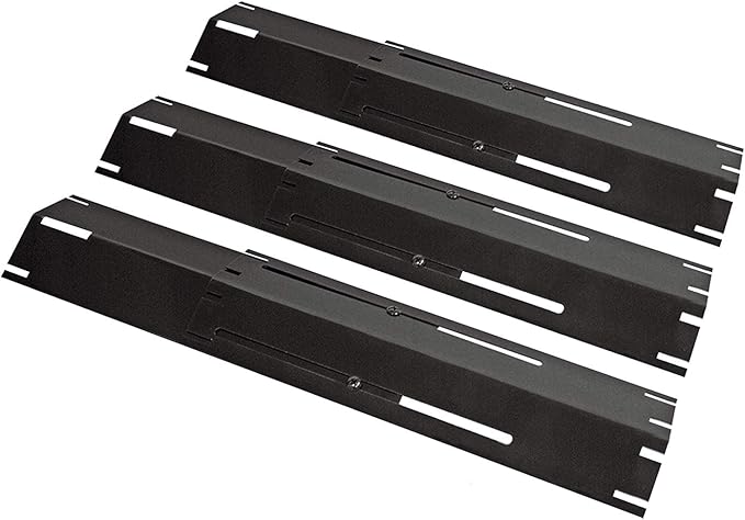 Unicook Heavy Duty Adjustable Porcelain Steel Grill Heat Plate Shield Replacement, Heat Tent, Flavorizer Bar, Burner Cover, Flame Tamer for Gas Grill, Extends from 11.75" up to 21" L, 3 Pack
