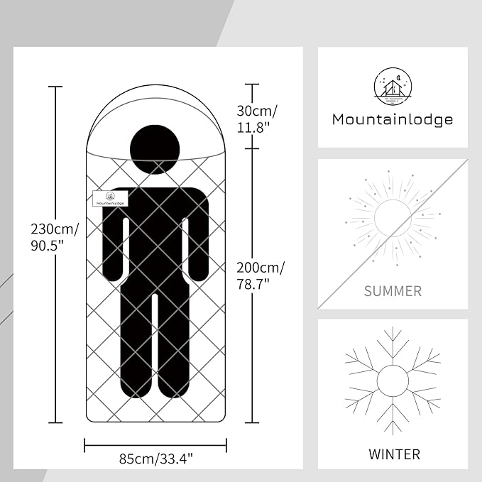 Mountainlodge 100% Cotton Shell and Lining Sleeping Bag for Adult Cold Weather with Compression Bag&Carry Bag for Camping,Travel and Car Camping