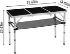 Folding Camping Table, Aluminum Folding Table with Carrying Handle, Lightweight, Portable Camping Table Waterproof for Outdoor Indoor Picnic Beach BBQ (Black, 3ft)