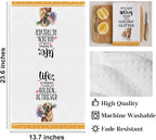 2Pcs Funny Dog Kitchen Towels 24x14 Inch, Cute Golden Retriever Waffle Weave Dish Towels for Kitchen Home, White Absorbent Microfiber Hand Tea Towel, Golden Retriever Gifts for Women Dog Lovers 2