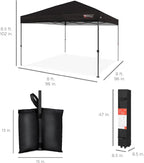Best Choice Products 8x8ft Pop Up Canopy Tent, Outdoor Shade, 1 Person 1 Minute Set Up, Carry Case, 4 Weight Bags - Black