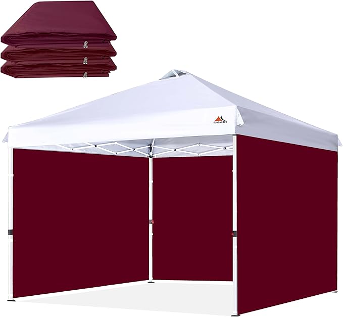 SCOCANOPY SunWall for 12x12 Pop Up Canopy Frame, 3 Pack SideWall Only (Burgundy)
