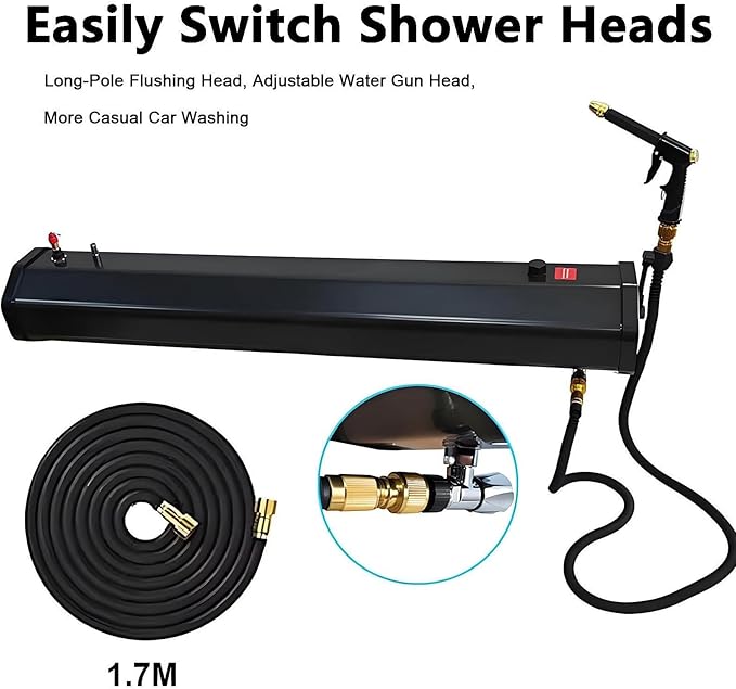 Portable Camping Shower, Roof-Mounted Solar Heating Pressurized Water Tank, Camping Shower Water Storage for Hiking, Car Wash, Beach Vacation