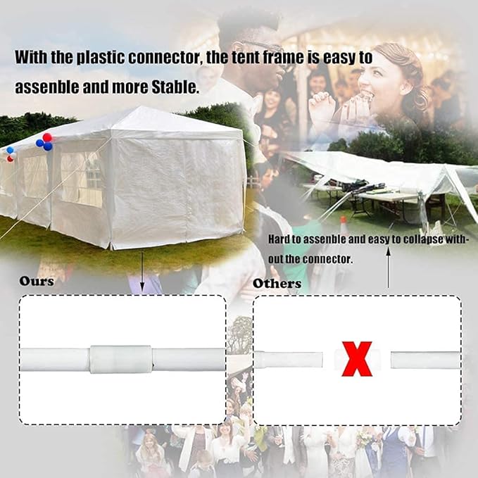 10'x30' White Outdoor Gazebo Canopy Tent Canopy Wedding Party Tent Waterproof Camping Gazebo BBQ Shelter Pavilion 8 Removable Walls -8