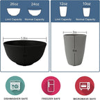 Wrova 40Pack plates and bowls sets for dinner - Unbreakable wheat straw dinnerware sets service for 8 - Alternative plastic 40pcs dish sets for camping,picnic and R.V. - (Black & Grey)