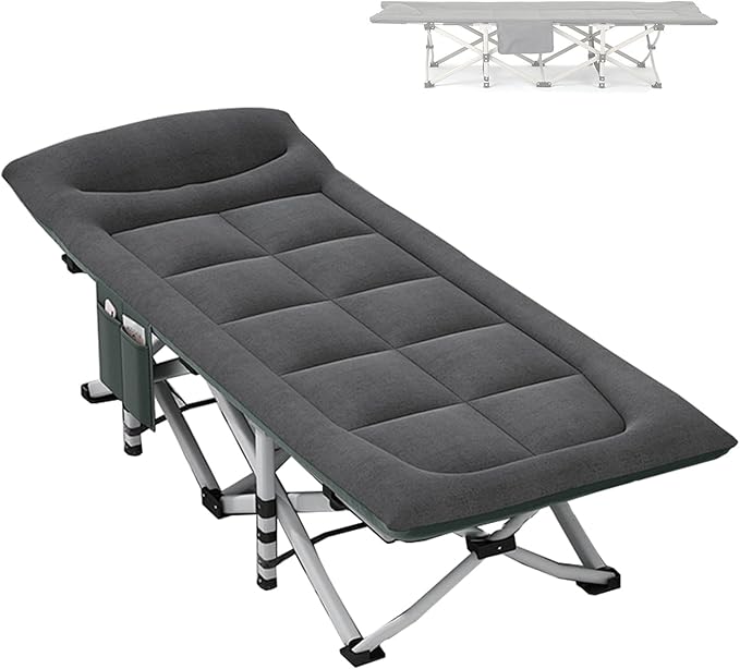 Folding Camping Cot, Portable Folding Camping Cot, Outdoor Patio Folding Lounge Chair, Perfect for Camping, Pool, Beach, Patio,Office
