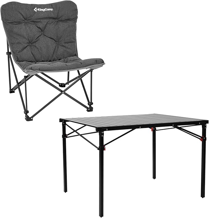 KingCamp Padded Oversized Camping Chair Camping Table Folding Portable Table for Indoor Outdoor Picnic Backyard, 53.5"X27.5"