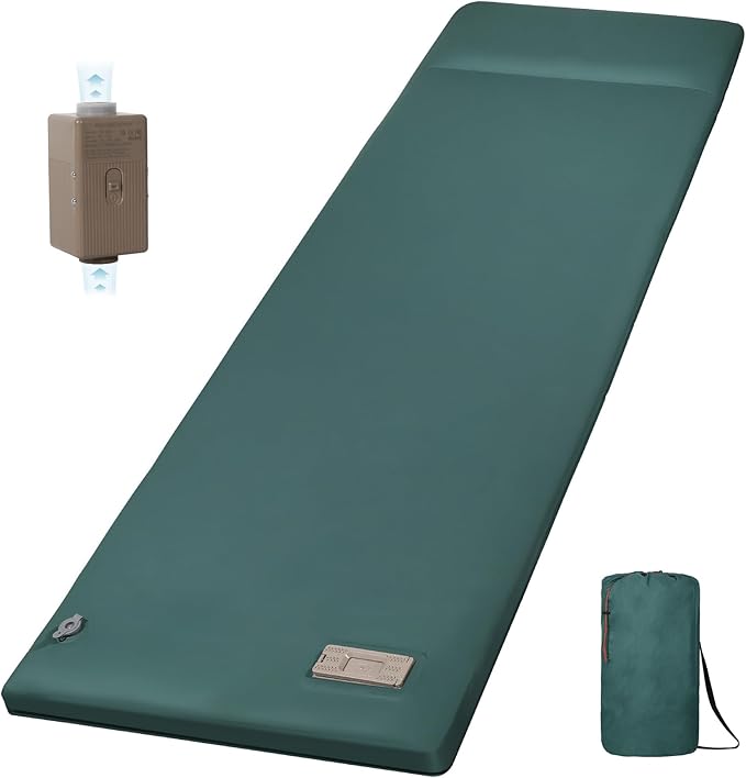 Sleeping Pad for Camping, Self Inflating Camping Pad with Pillow, 3.14" Compact Thick Memory Foam Camping Mattress Pad, Travel Portable Camp Sleeping Mat with Built in Pump