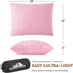 Small Shredded Memory Foam Pillow, Camping Pillow Travel Pillow - Compressible Medium Firm, Breathable Cover, Ideal Backpacking Hiking, Airplane and Car (Apricot Pink, L)