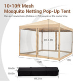 CABIHOME Quick Setup Pop Up Canopy Tent 10x10ft – Waterproof Outdoor Gazebo Shelter with Mesh Sidewalls & Mosquito Netting, Portable Folding Tent for Camping, Patio, Backyard, Events