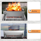 WINB Portable Folding BBQ Grill for 1-2 People - Mini Charcoal Grill for Camping, Compact Stainless Steel Fire Pit with Carry Bag, Outdoor Grill for Backyard, Hiking & Picnic (8.2X5.5 IN)