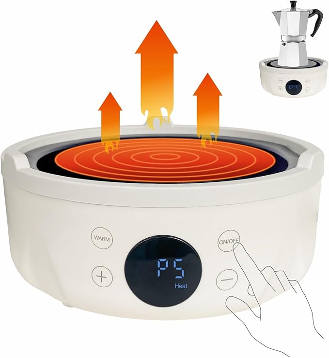 Mini Hot Plate Electric - Portable hot plate, Small Hot Plate, Mini Electric Stove, Perfect Size For Moka Pot, Melting Wax And More, Suitable For Kitchen, RV camping, Outdoor, 600W, 9 heat levels