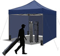 10x10 Durable Pop Up Canopy Tent with Sidewalls, Waterproof Attachable Tent Wall, Privacy Shade for Outdoor Events, Camping, Farmers Market (Navy Blue)