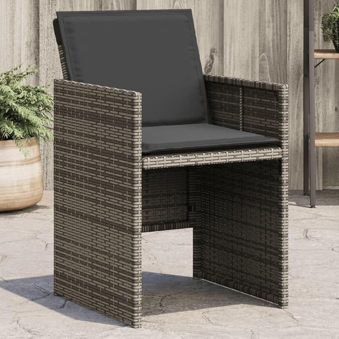 Patio Chair Gray PE Rattan One Size Removable Covers Garden Furniture Patio Furniture Camping Chair for Garden Outdoor