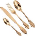 Silverware Flatware Cutlery Set， 4/16/24/32/40/48-piece Palace Tableware Set Retro Embossed Tableware Creative Golden Tableware Knife， Fork and Spoon Set，Rose Gold-12Set-48Pcs