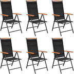 6-Piece Textilene Black Folding Patio Chairs with 7-Position Reclining Backrest, Lightweight Outdoor Lounge Chairs for Camping Beach Poolside (22.8x25.6x42.9 Inches)