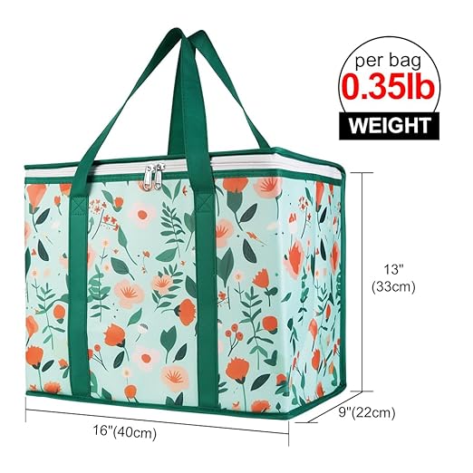 Bodaon 4-Pack Cooler Insulated Food Delivery Bag, X-Large Bags for Grocery/Catering/Shopping, Rideshare Delivery Bag, Thermal Hot Pizza, Large Cold and Frozen, XL Tote, Flower
