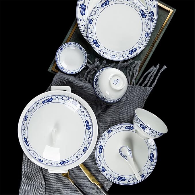 Dishes Household Bone China Tableware Chinese and White Porcelain Bowls and Chopsticks Set