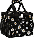 Pardick Daisy Flower Black Soft Cooler Bag Insulated Lunch Box for Men & Women, Large Leakproof Lunch Bag Portable Beach Cooler for Work, Picnic, Road Trips,Fishing, Travel, Camping,A-12