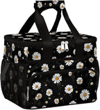Pardick Daisy Flower Black Soft Cooler Bag Insulated Lunch Box for Men & Women, Large Leakproof Lunch Bag Portable Beach Cooler for Work, Picnic, Road Trips,Fishing, Travel, Camping,A-12