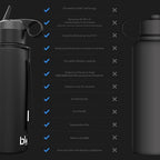 BLU ALL-IN-ONE | Vacuum Insulated Stainless Steel Water Bottle Flask With a pH Filter (26oz) | Made in the USA | Alkaline Water Filter Bottle | Removes 99.99% contaminants (pH - Blue)