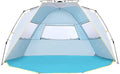 WolfWise 4-5 Person Beach Tent with UPF 50+ Sun Protection, Portable Ventilated Beach Shade Canopy with Extended Porch, Easy Setup & Windproof Design, Large, Blue