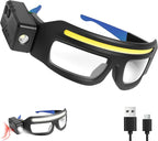 Adjustable Headlamp Glasses With Motion Sensor Rechargeable Headlight Safety Glasses for Camping