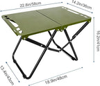Tactical Camping Table, Collapsible Table Lightweight with Carry Bag, Durable Carbon Steel Outdoor Picnic Table for Camping, Travel expeditions, Hiking, Picnics, BBQs & Beach Trips - Green