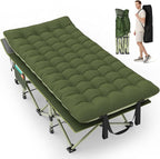 Suteck 32In XXL Folding Camping Cot, 900LBS Heavy Duty Sleeping Cot with Pillow Mattress, 1200D Double-Layer Oxford Portable Cot for Adults with Carry Bag for Home Office Nap Beach Travel