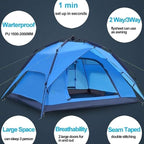 GeRRiT Products Pop Up Tent Family Camping Tent 4 Person Tent Portable Instant Tent Automatic Tent Waterproof Windproof Easy to Set Up, Suitable for Outdoor, Hiking and Mountain Trips